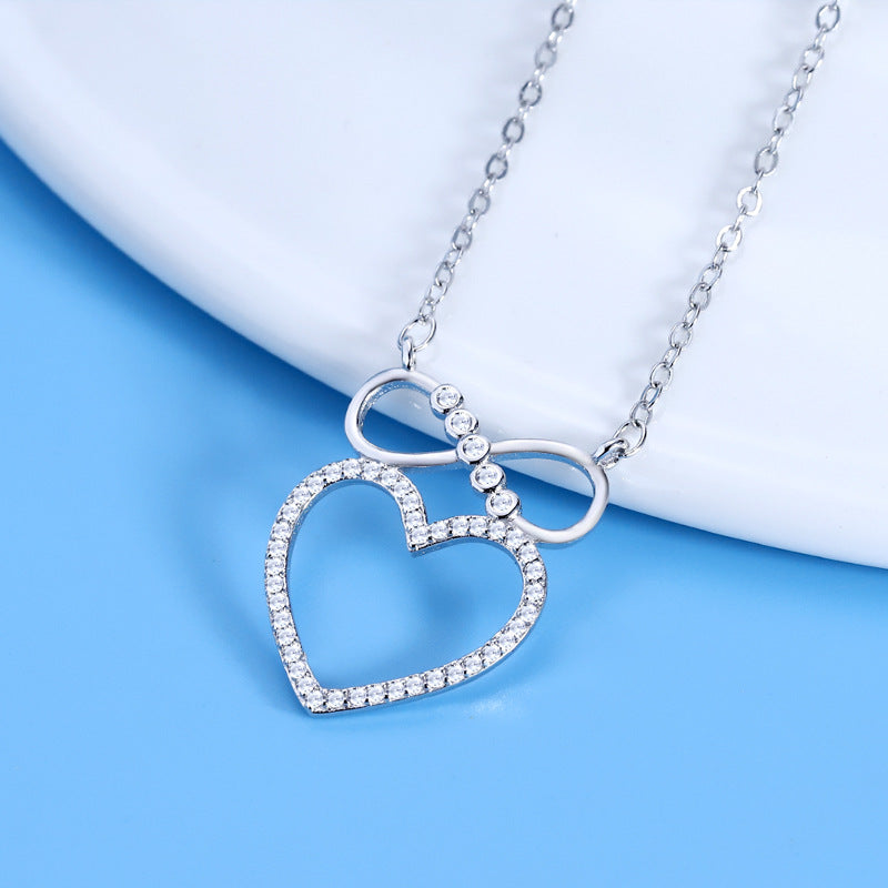 Herzförmige Schleife Zirkon-Anhänger Schlüsselbeinkette Schmuck Halskette