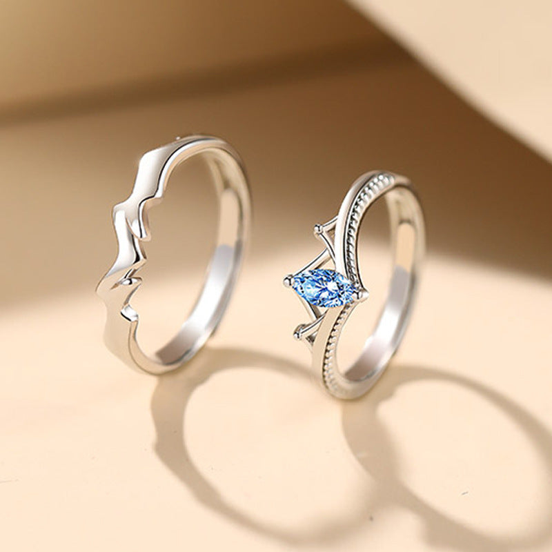 Valentinstagsgeschenk Mode Blauer Diamant Krone Ring