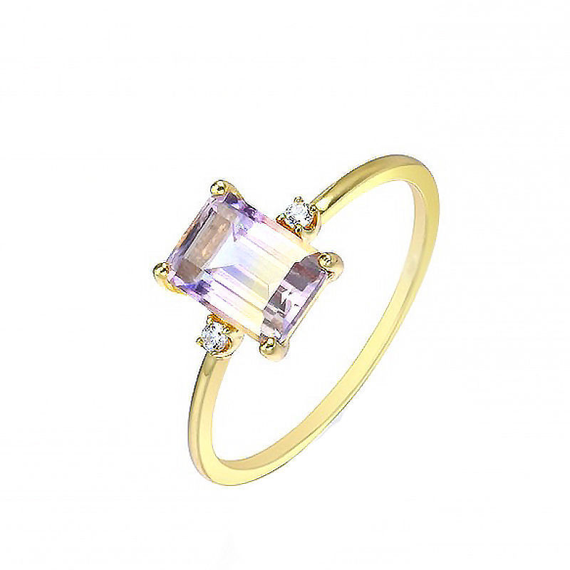 Golden Purple Topaz Schlichter Ring für Damen und Japan