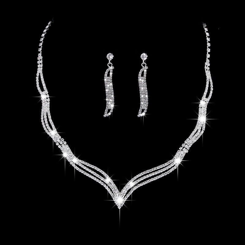 Brautschmuck Halskette zweiteiliges Set mit Strasssteinen