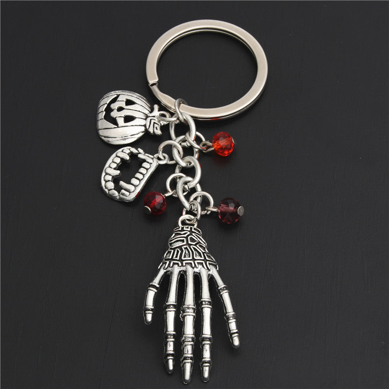 Llavero de Halloween Calabaza Mago Escoba Dientes