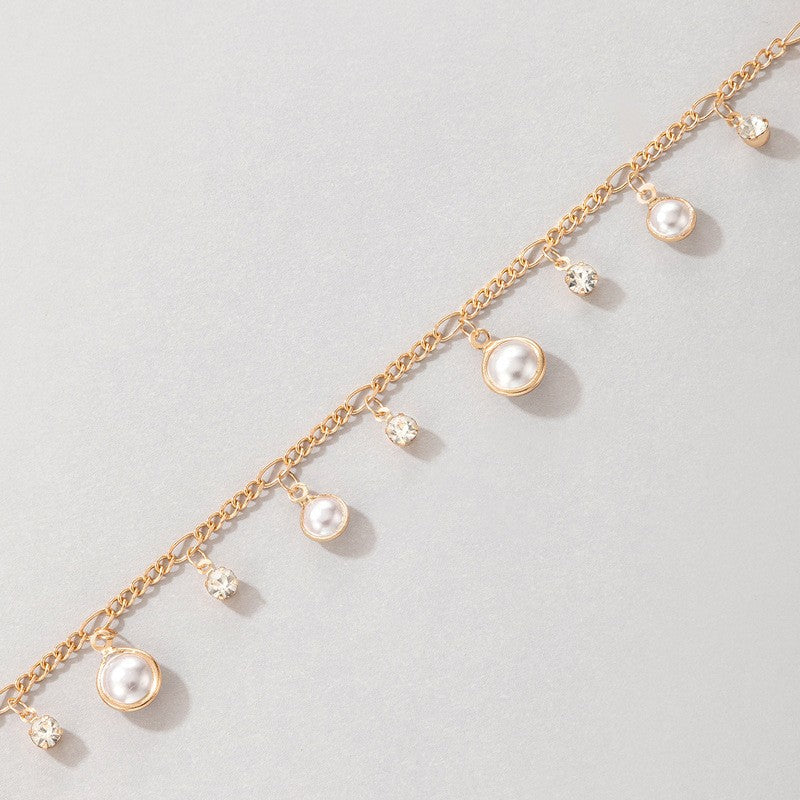 Pulsera Tobillera De Perlas Con Borla De Circonita Brillante, Adornos Simples De Pie De Playa Europeos Y Americanos