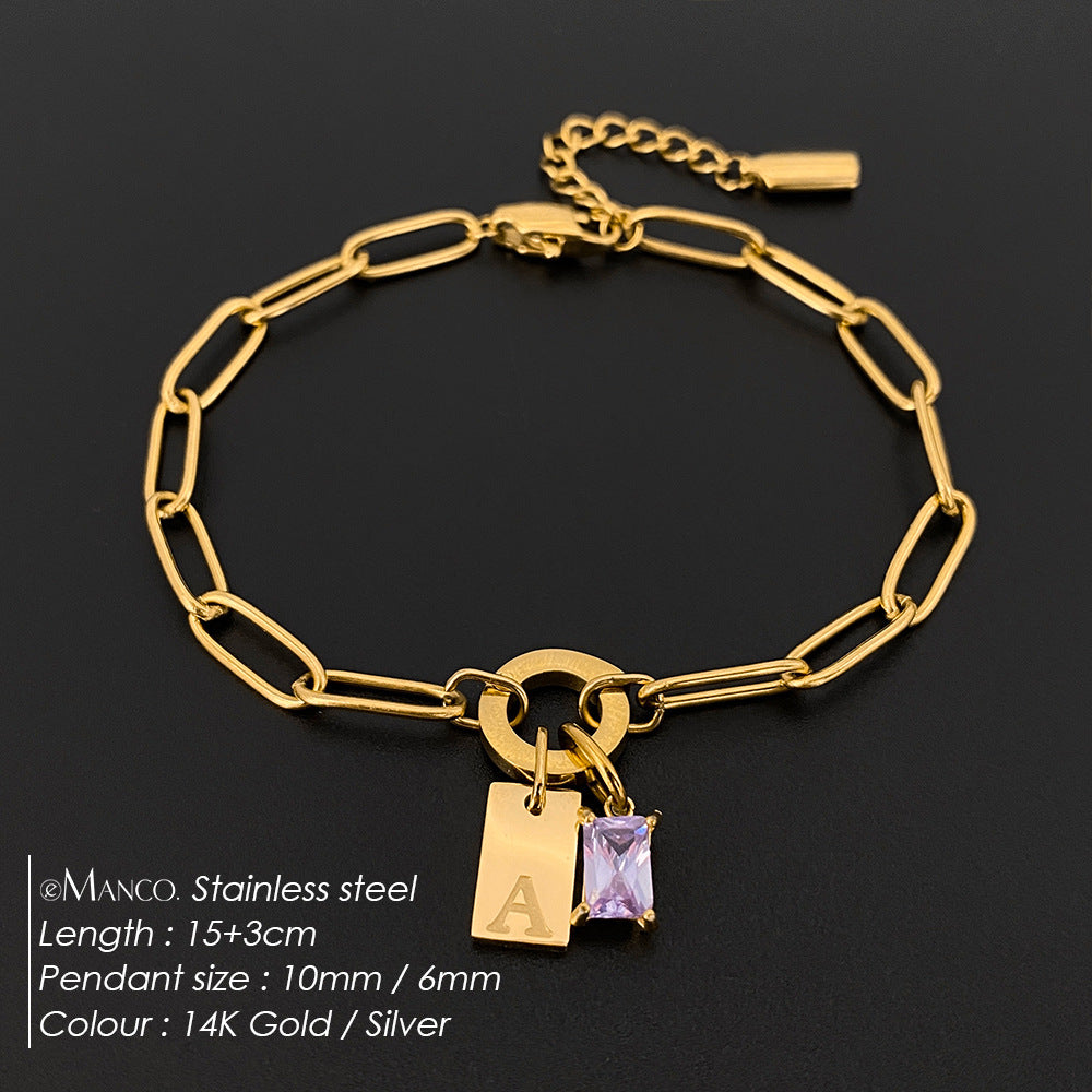 Womens Fashionable Rhinestone Letter Combination Bracelet Jewelry