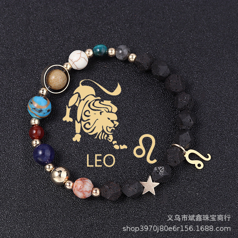 Natural Volcanic Rock Twelve Constellations Bracelets Fashion European And American Style