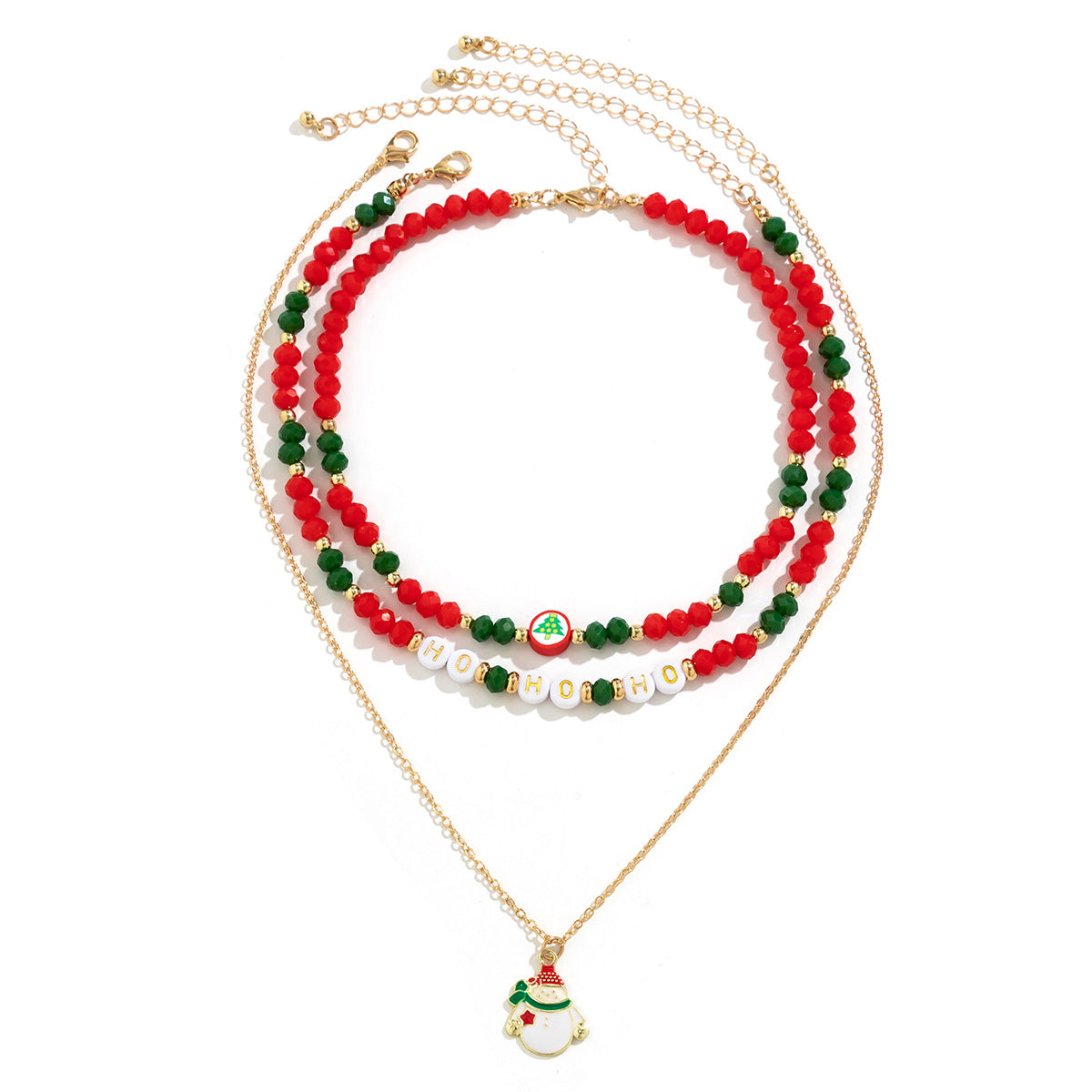 Halskette für Damen mit Perlen, Weihnachts-Schneemann-Geschenk, Kristallimitat-Ornament
