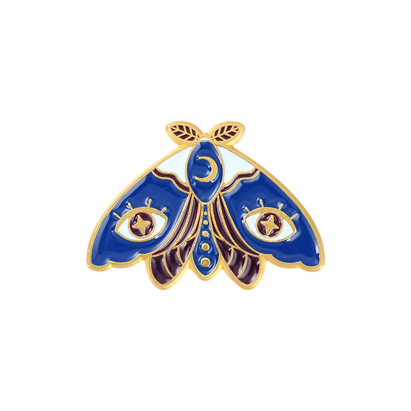 Broche de mujer de esmalte vintage con estrella y luna, insignia dorada, joyería de animales