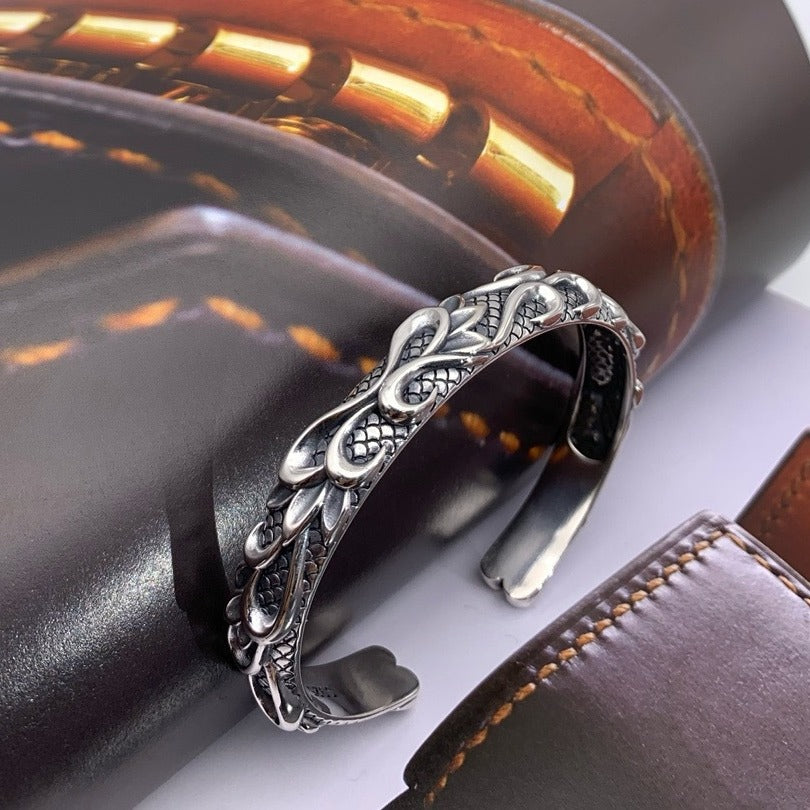 Armband für Herren aus Sterlingsilber 925 im Retro-Stil, gealtert