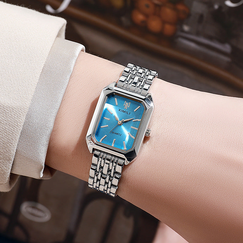 Reloj de mujer con correa de acero cuadrada, sencillo y a la moda