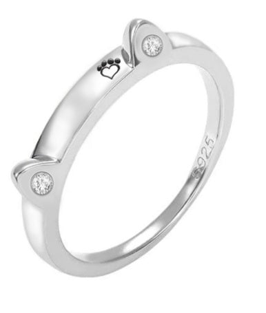 Versilberter Diamant-Knochenring mit Haustiernamen, personalisiert