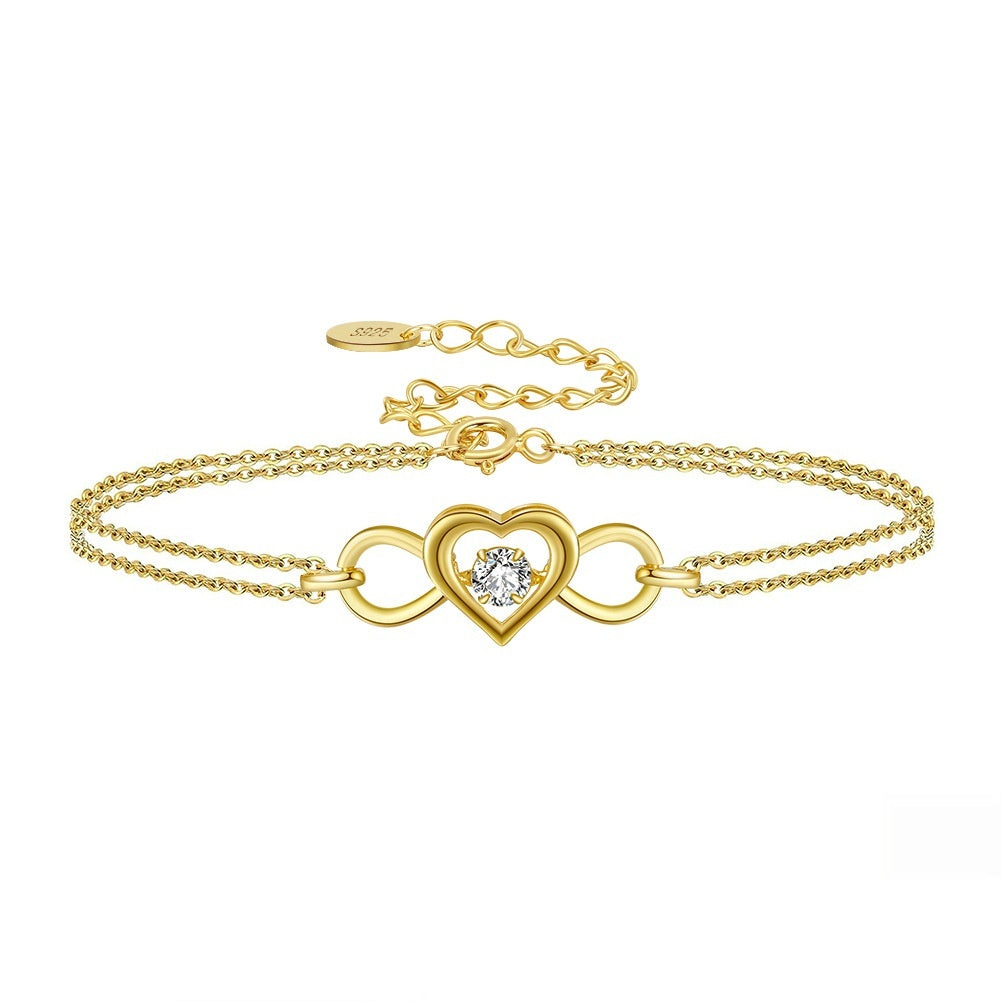 Damen Sterling Silber doppelreihiges Armband