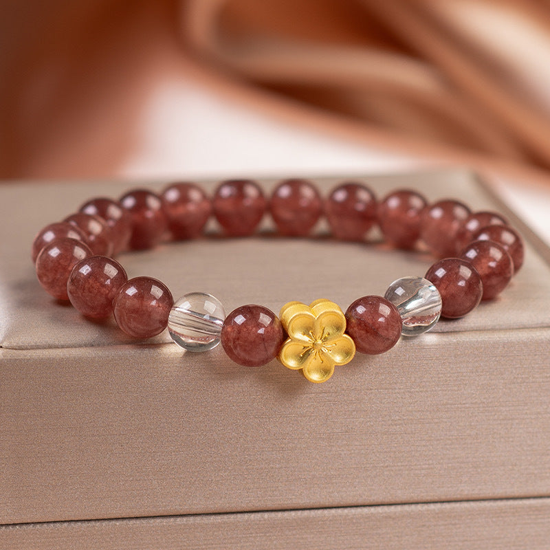 Pigeon Blood Red Grade Strawberry Quartz Design Bracelet Female
