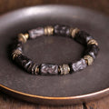 Pulsera de textura hecha a mano estilo étnico retro para mujer