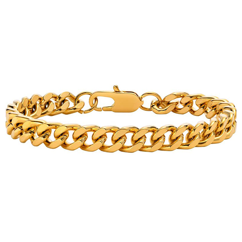 Stainless Steel Four-side Grinding Punk Hip Hop Domineering Personalized Men's Bracelet