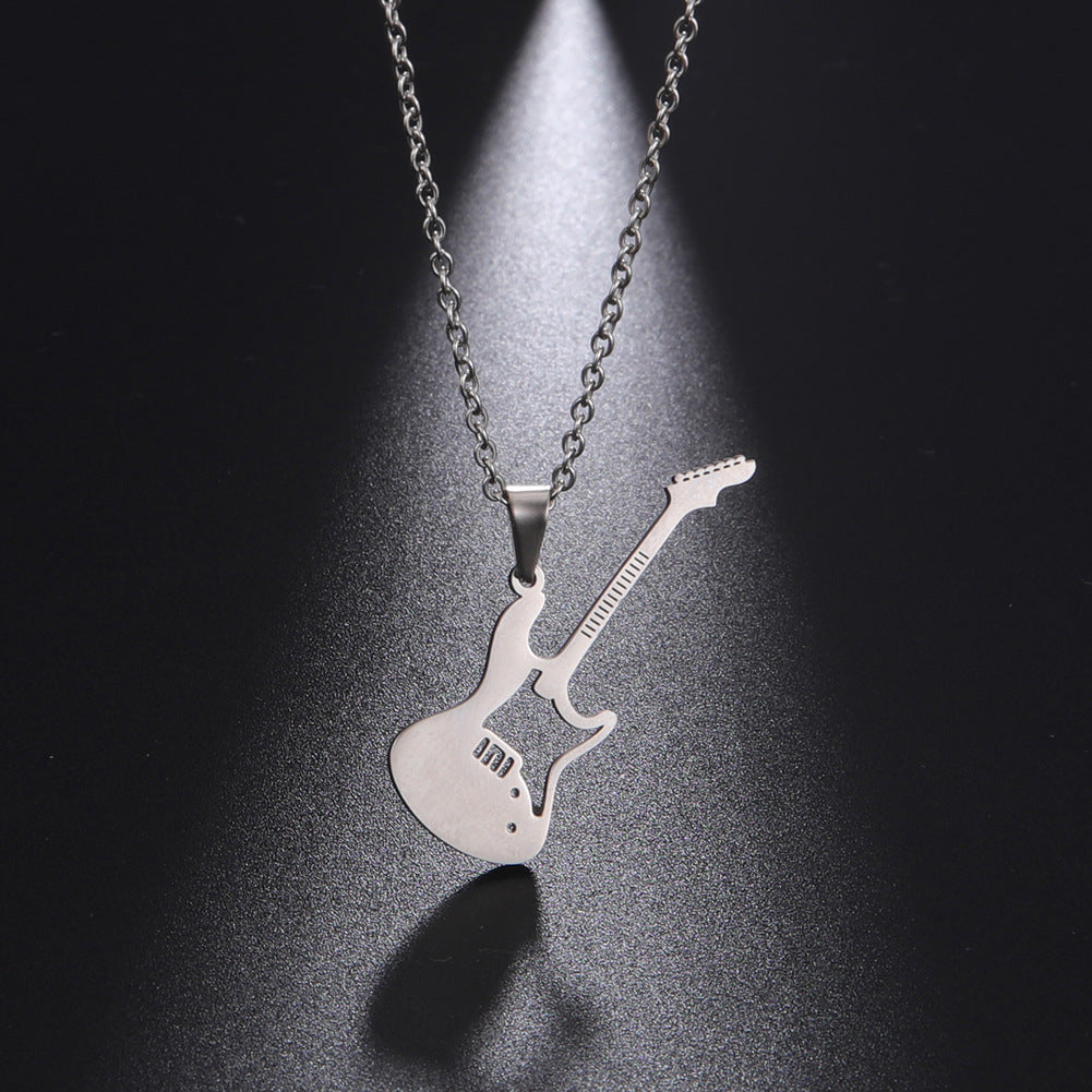 Punk Rock Edelstahl Gitarren-Anhänger Halskette