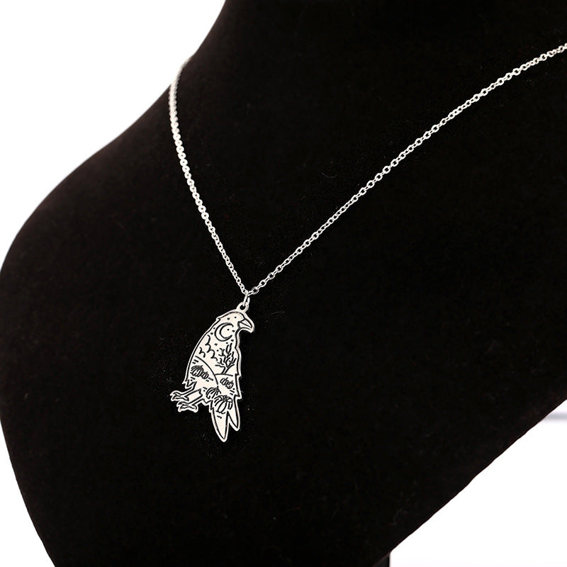 Vintage Viking Celtic Raven Necklace Stainless Steel Moon Pumpkin Crow Pendant Necklaces
