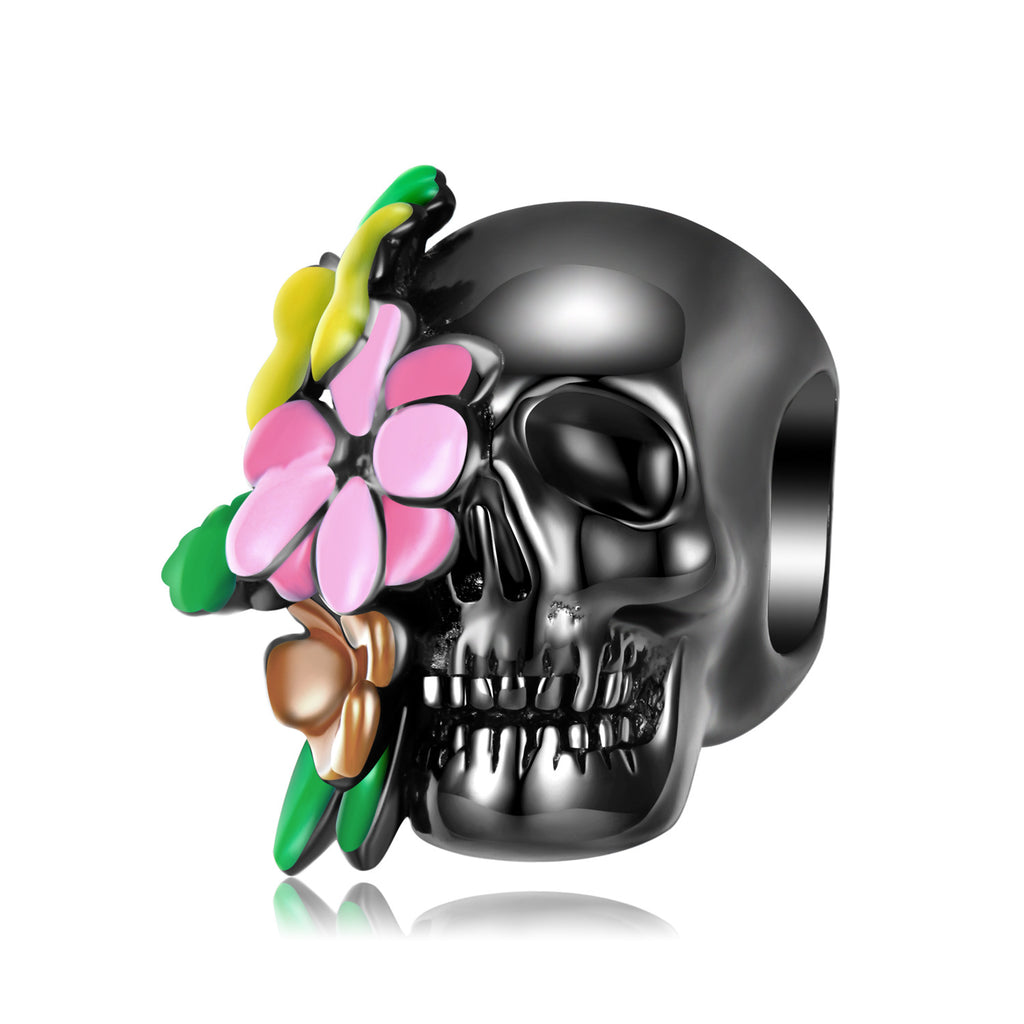 Totenkopf- und Blumenperlen, übertriebene und personalisierte S925 Silber DIY Perlenarmband Accessoires