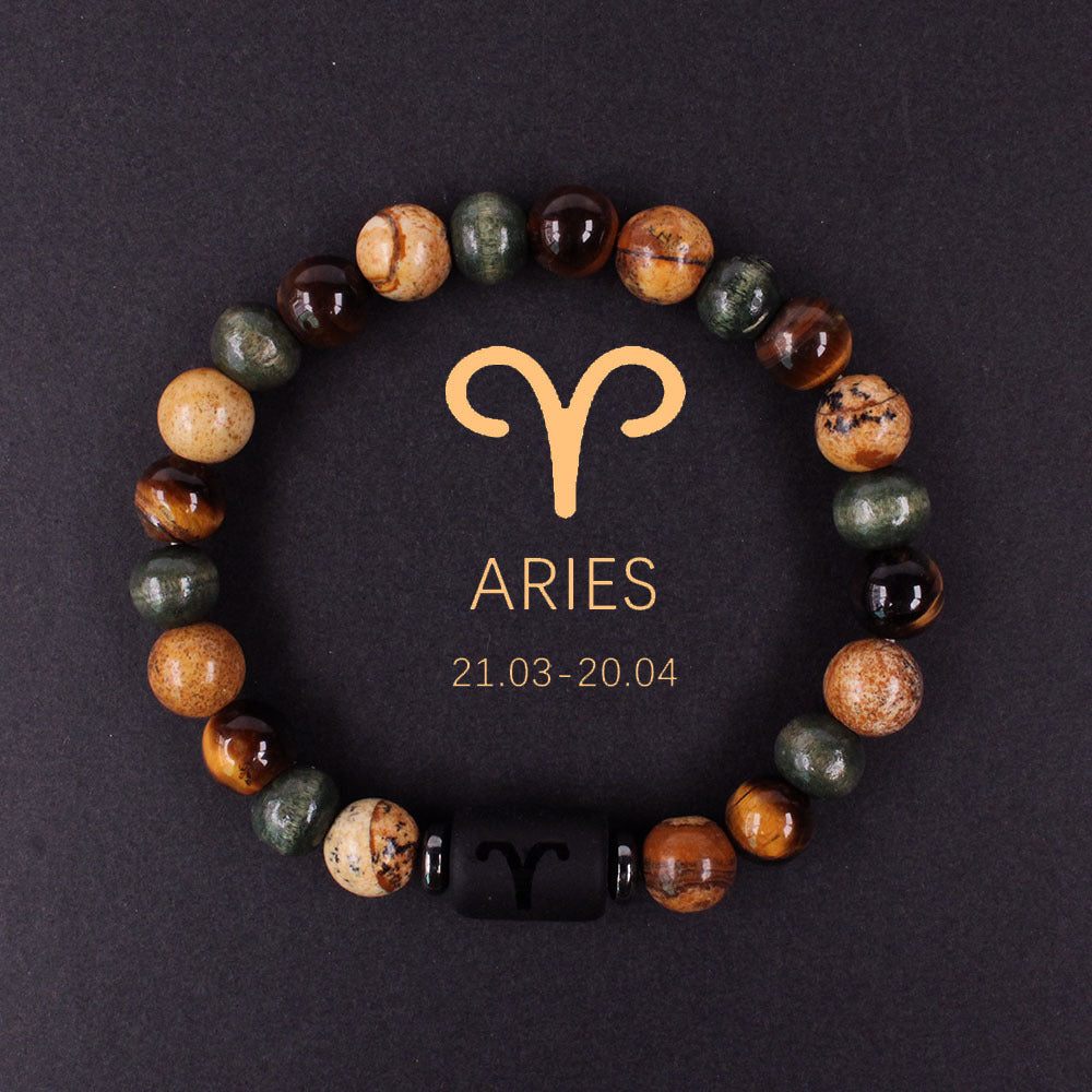 Twelve Constellation Couple Bracelet Tigereye Handmade Bracelet Shooter