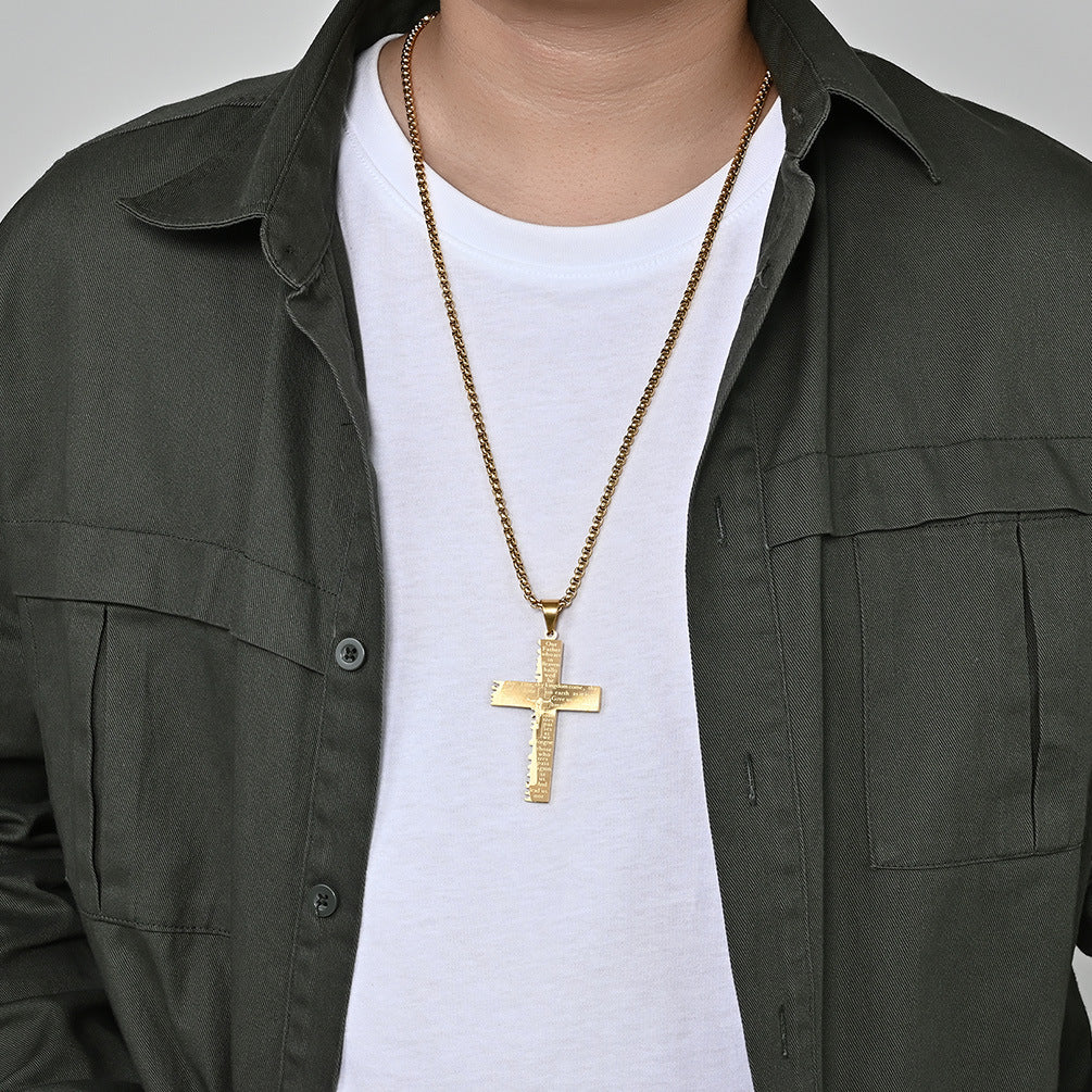 Christliche Jesus-Kreuz-Halskette, doppelt, für Herren