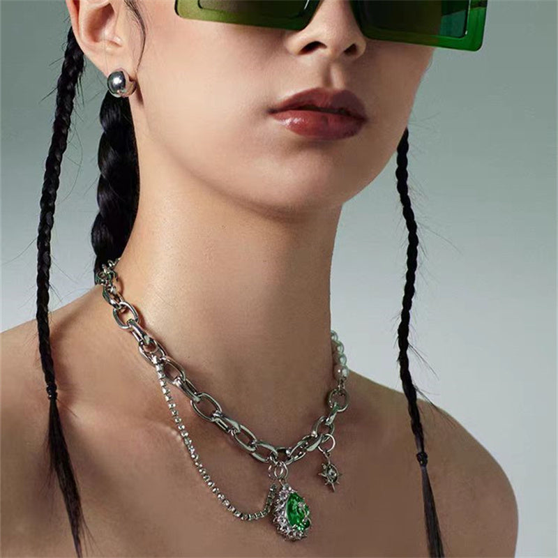 Damenmode Strass Spleißen Perlenkette