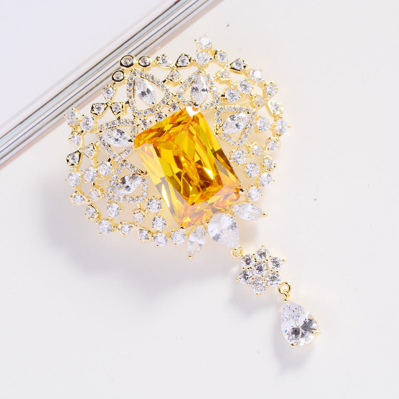 Mode Smaragd Zirkon Brosche Eleganter Stil