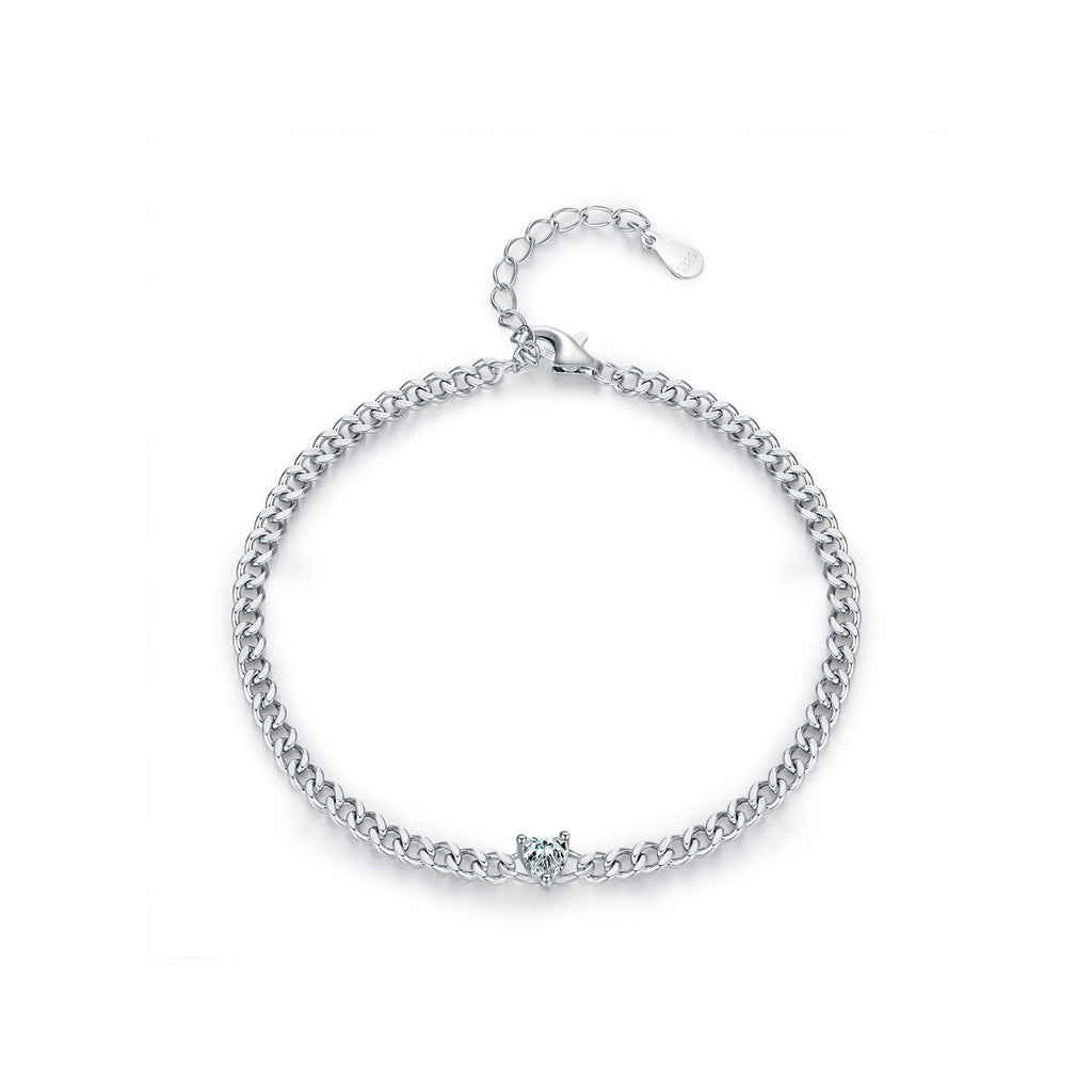 Fashion Single Diamond Heart Bracelet Women