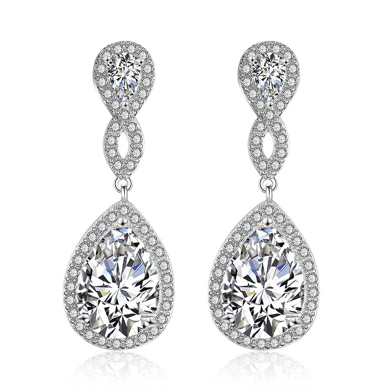 Pendientes de banquete de novia en forma de gota con circonita AAA