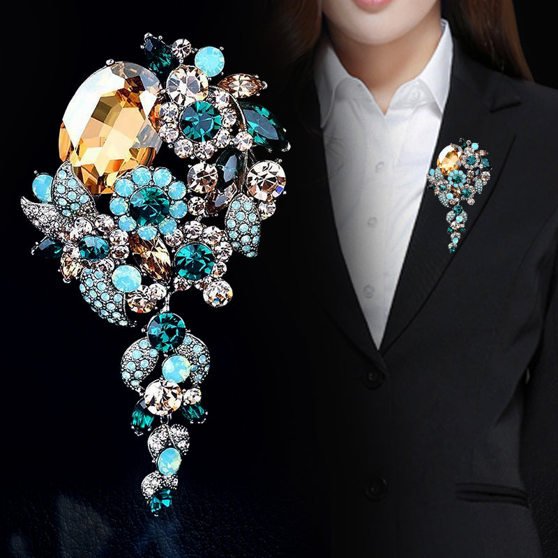 Broche con borlas para mujer, largo, retro, de lujo, con diamantes