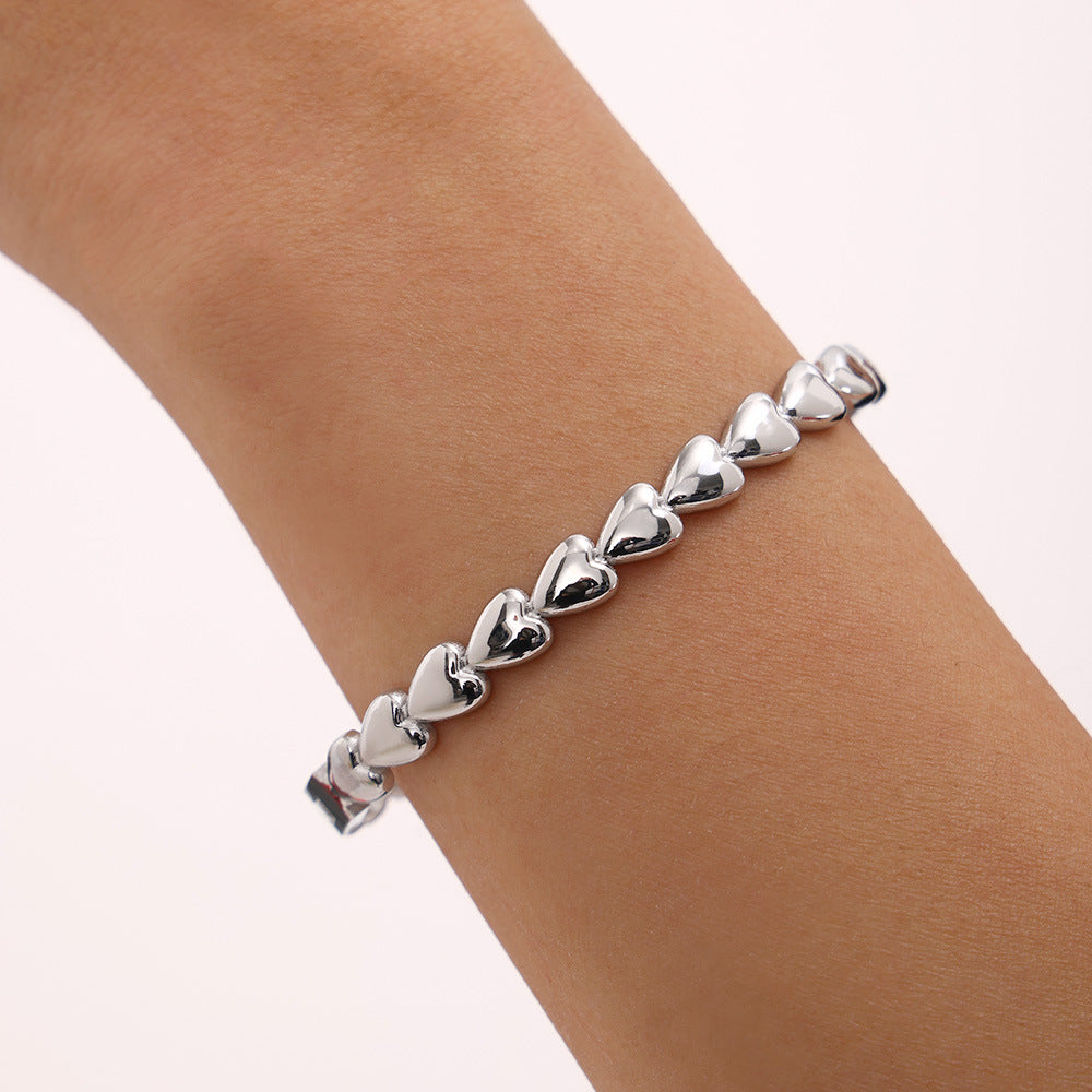 Online Sensation Heart Gold-plated Stainless Steel Bracelet Light Luxury