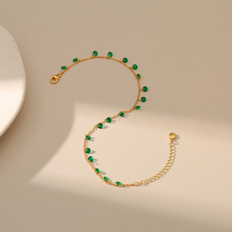 Tobillera de latón chapada en oro de 18K ajustable