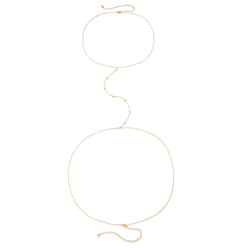 Collar de una pieza, cadena para mujer, cadena de orbe de metal, cadena corporal, cadena de cintura