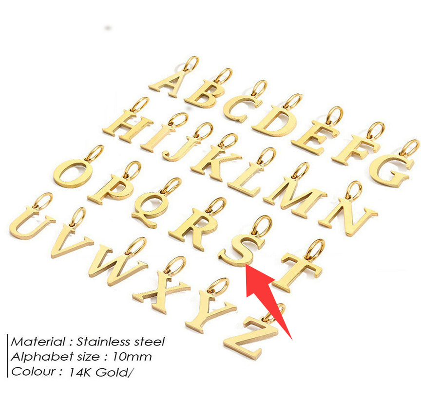 26-letter Hanging Stainless Steel Letter Necklace