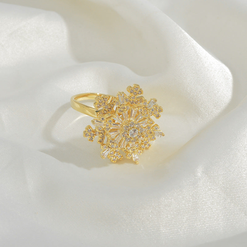 Anillo Giratorio de Copo de Nieve para Mujer