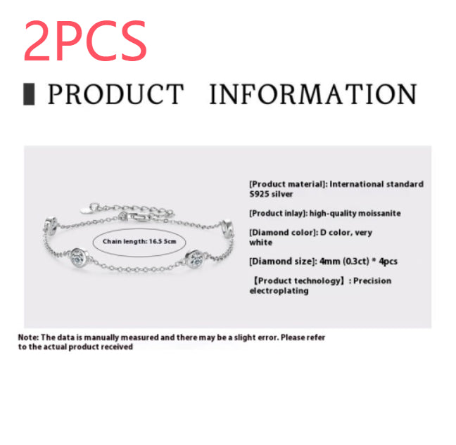 Ins Style All-match Sterling Silver Moissanite Bubble Bracelet