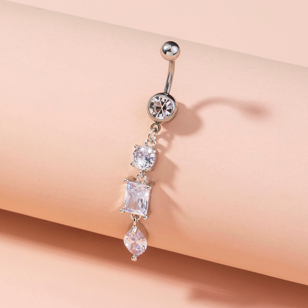 Joyas de perforación corporal de circonitas brillantes para mujer, estilo clavo largo para ombligo