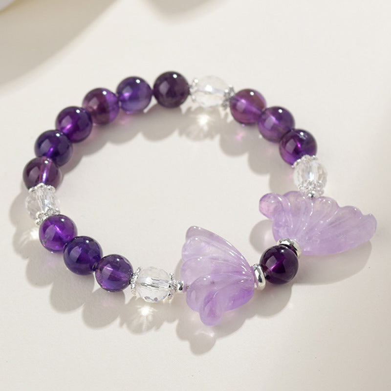 Natural Purple White Crystal Butterfly Wings Bracelet