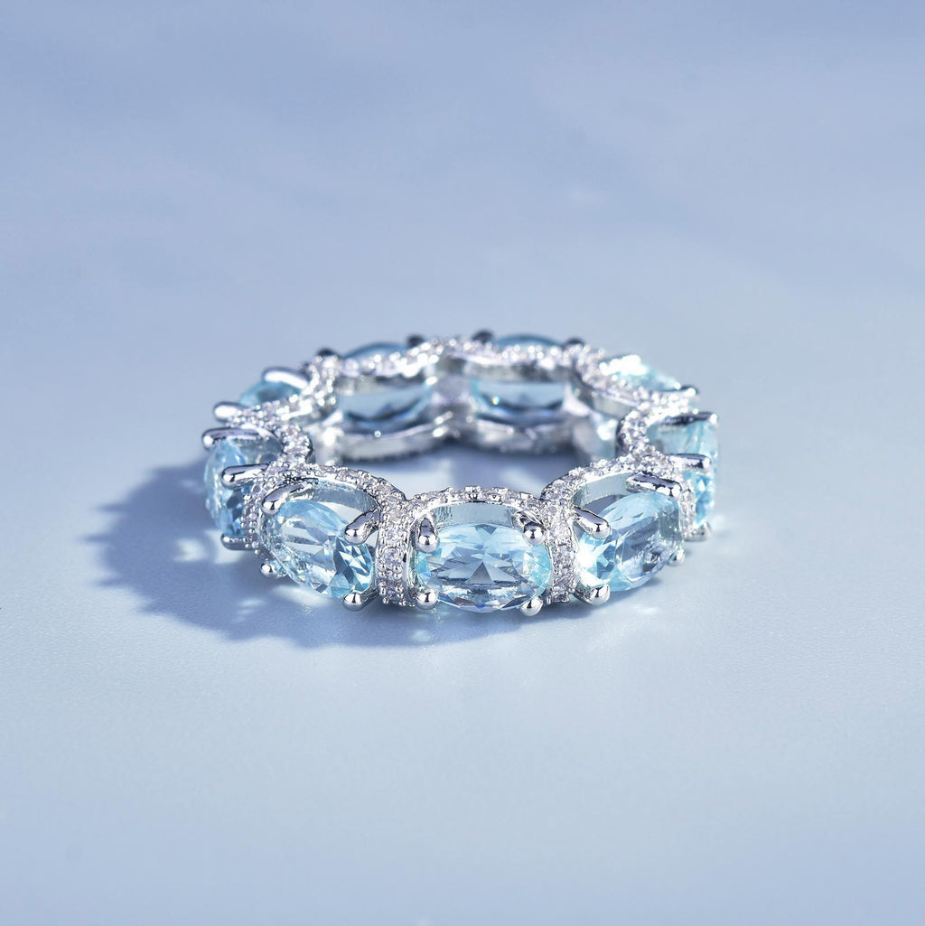 Galaxie Prinzessin Spitze Spitze Aquamarin Armband Farbe Schatz Ring