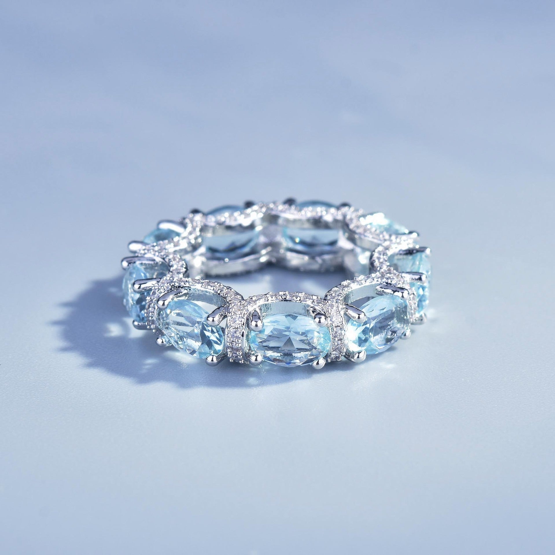 Galaxie Prinzessin Spitze Spitze Aquamarin Armband Farbe Schatz Ring