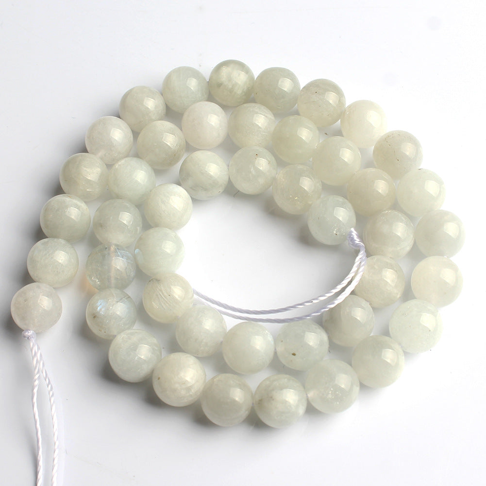 Accesorios de joyería de cuentas de piedra lunar azul blanca