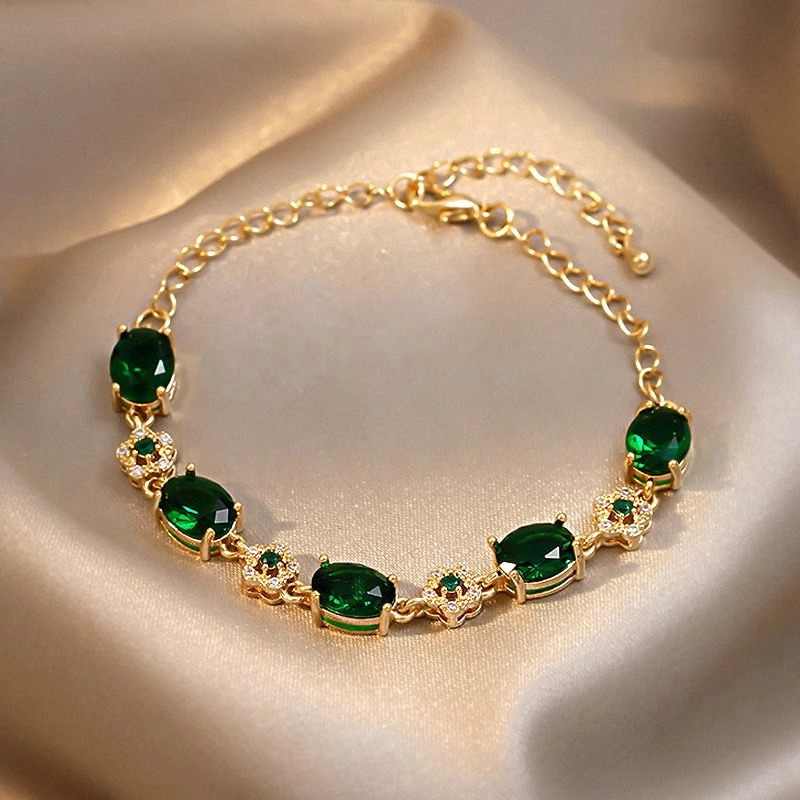 Pulsera de Esmeraldas de Diseño Exquisito y de Alta Gama para Mujer