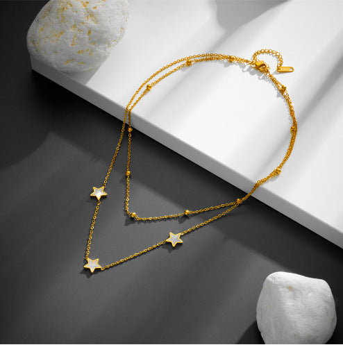 Europäischer und amerikanischer Retro 18K Gold Edelstahl Ornament Damen Schlichte Mode