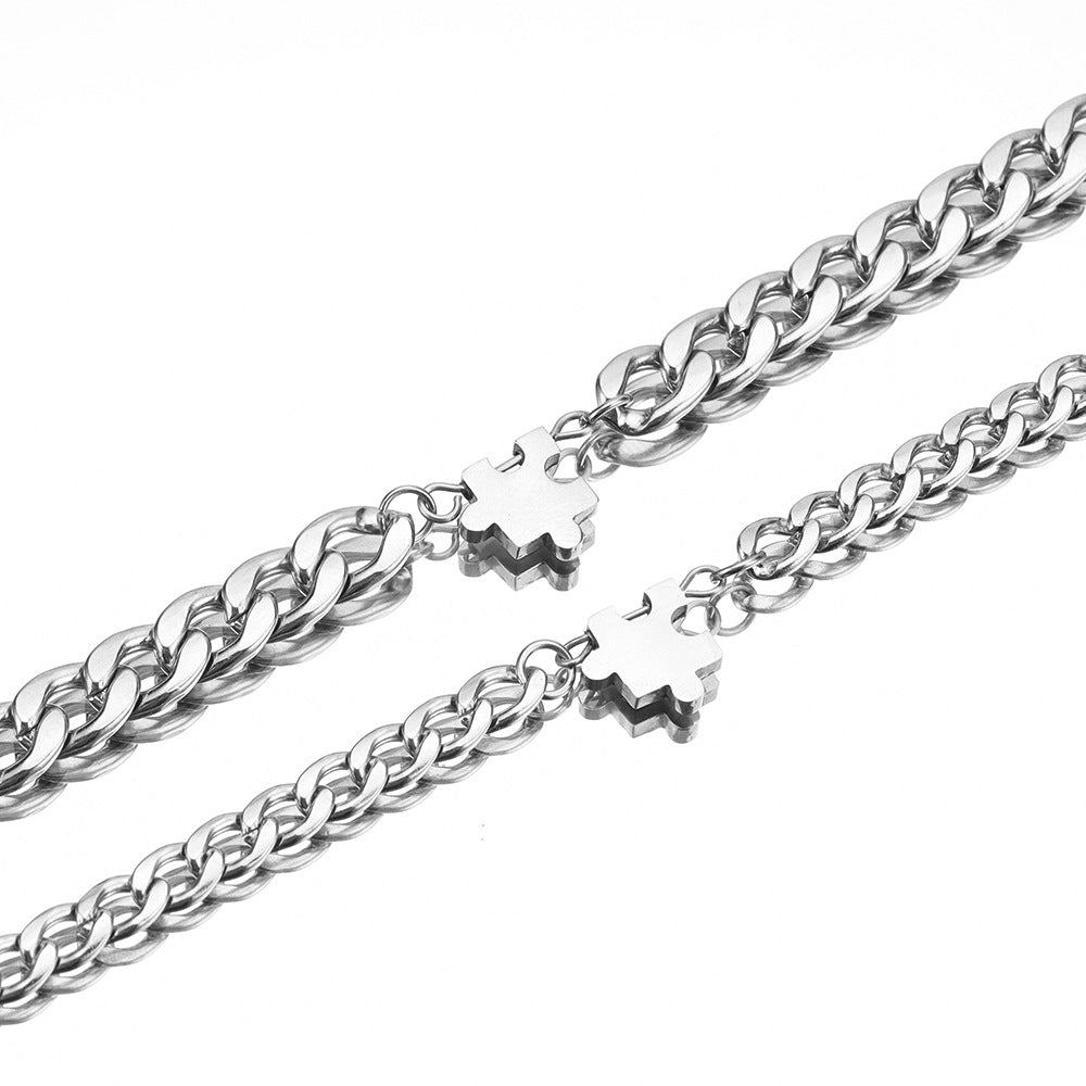 Juego de pulseras de titanio para hombres y mujeres
