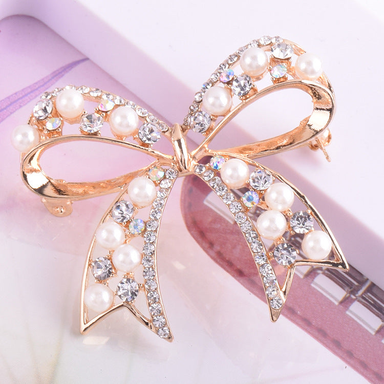 Broche de lazo elegante con perlas, superventas para mujer, combina con todo