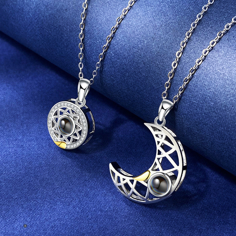 Couple Projection Necklace Sun Moon Customization