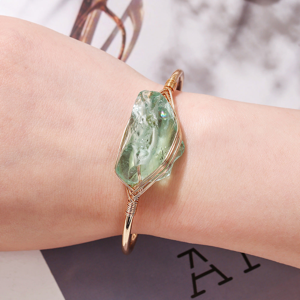 Womens Natural Crystal Bracelet Freeform Tumbled-stone Bracelet