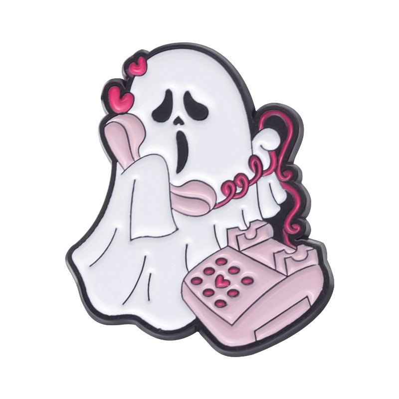 Broche de metal con forma de fantasma bonito de Halloween, accesorios de dibujos animados