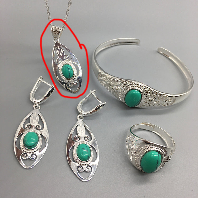 Ethnisch mongolisches Silberschmuckset Armband Vierteiliges Set