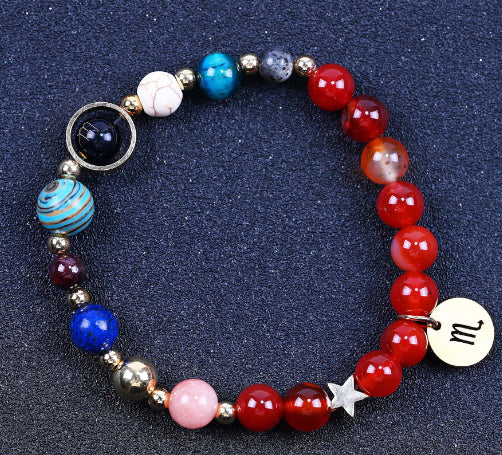 Twelve Constellation Blue San Constellation Bracelet 8mm Agate