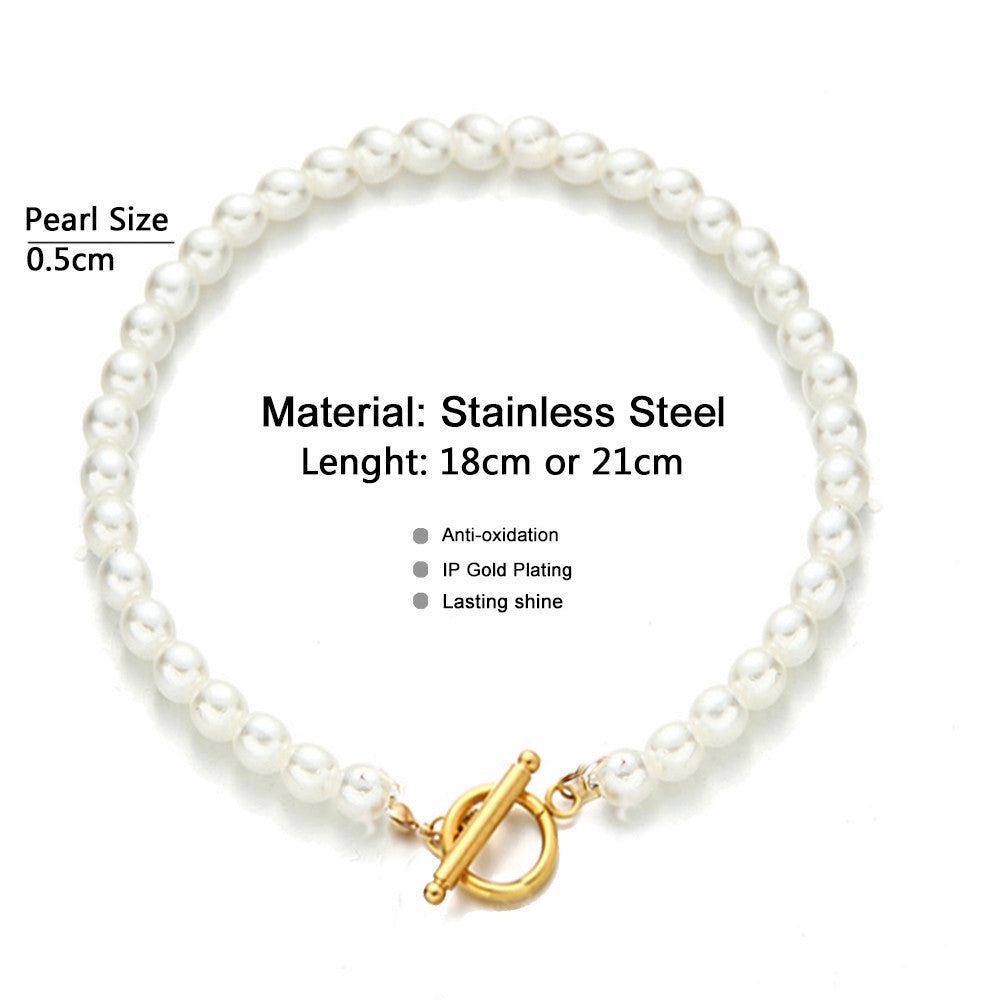 Pearl Chain Bracelet And Necklace Set