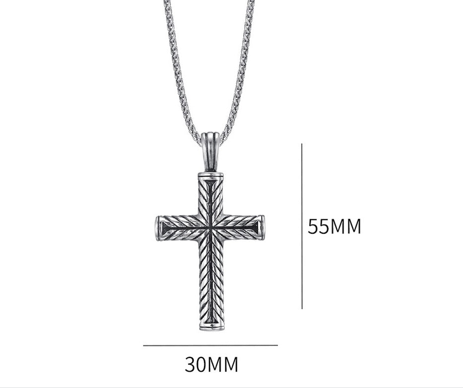 Men's Stainless Steel Casting Cross Pendant Necklace