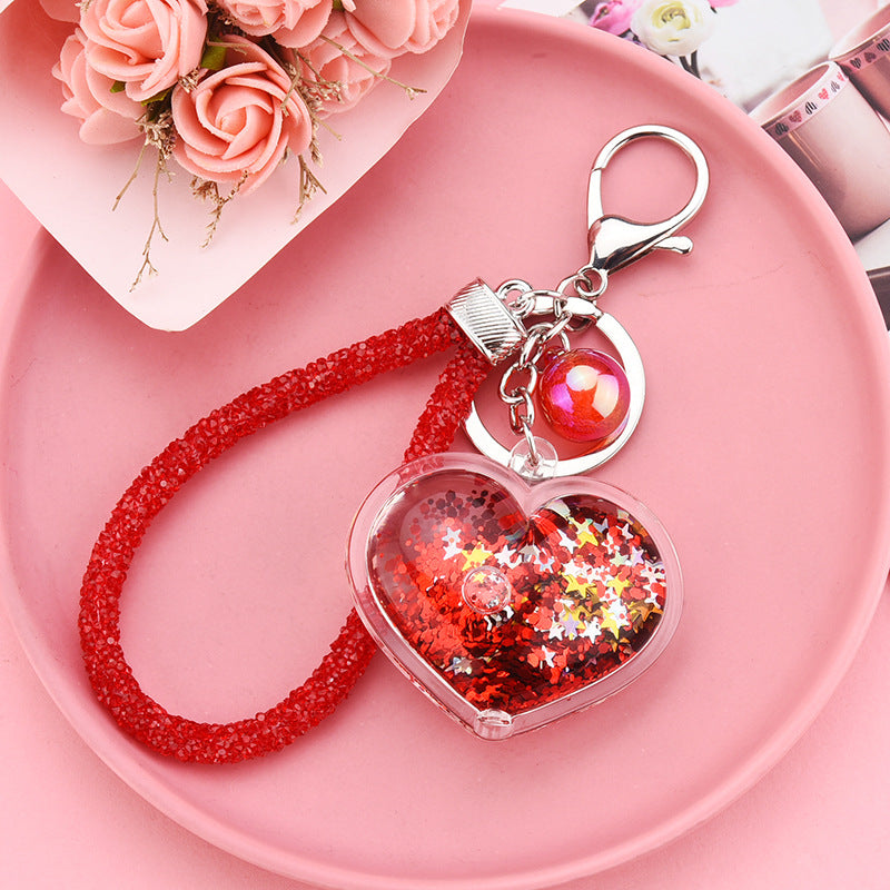 Colgante de Llavero Corazón Creativo de Acrílico Relleno de Aceite